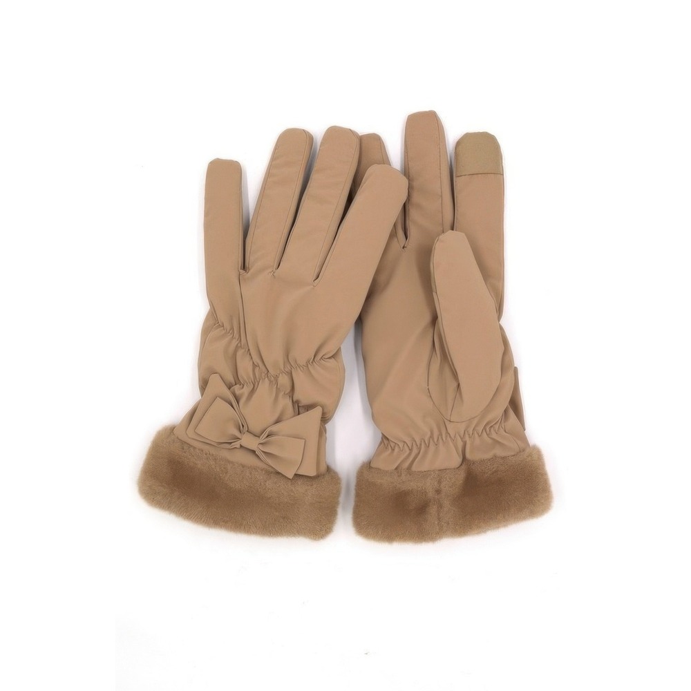 Women's‎ Bow Accent Fur Trimmed Gloves